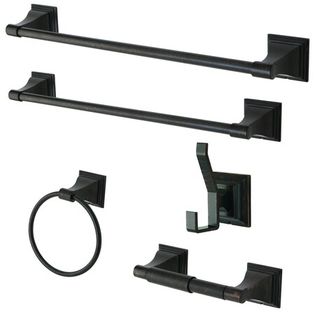 Kingston Brass 5-Piece Bathroom Accessory Set, Oil Rubbed Bronze BAHK61212478ORB